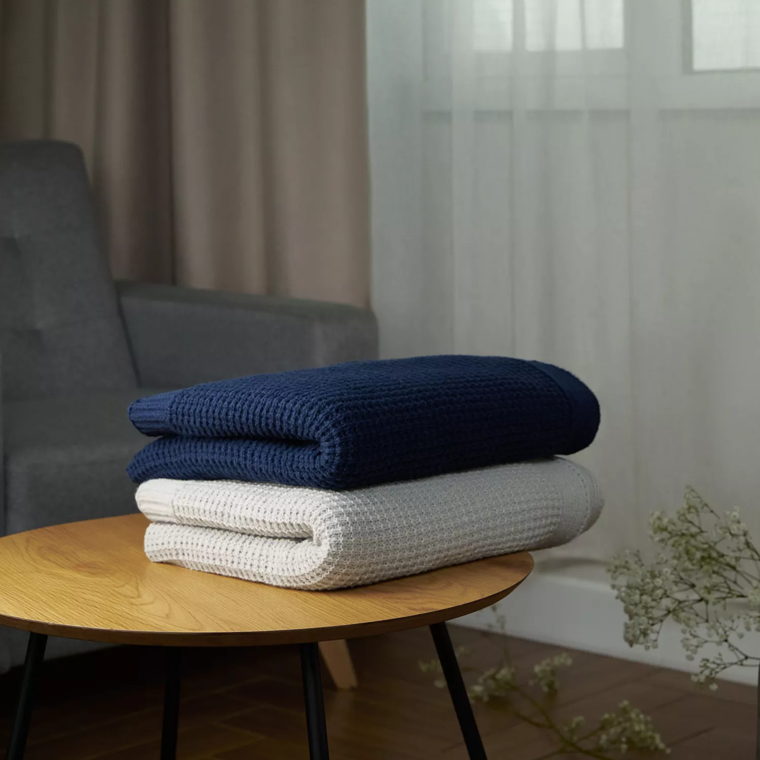 Плед Malta Soft вязаный, 160*90 см, синий