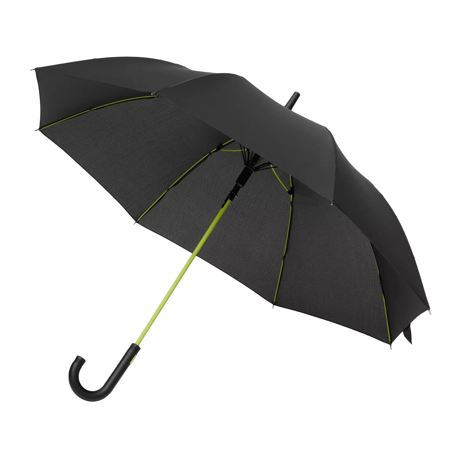 Зонт-трость Quantum, черный/салатовый