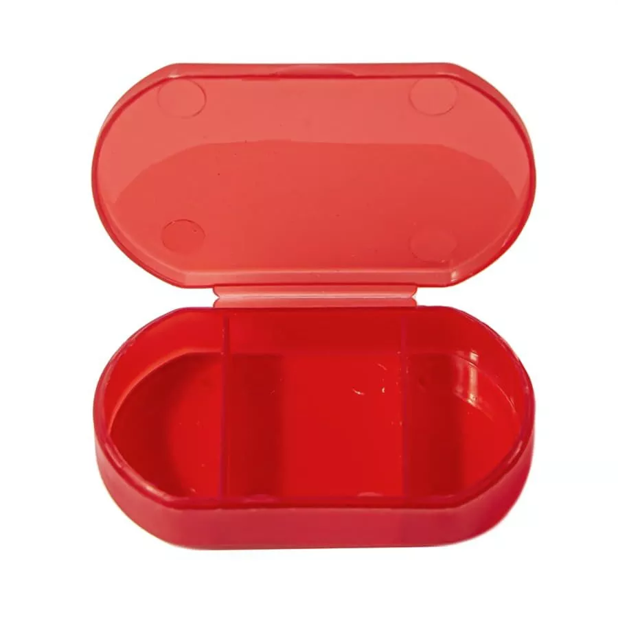 Витаминница TRIZONE, 3 отсека, 6 x 1.3 x 3.9 см, пластик, красная