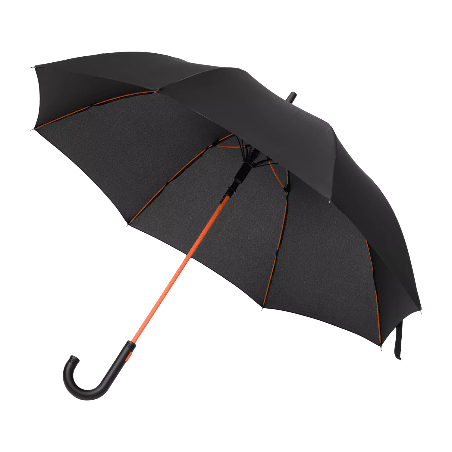 Зонт-трость Quantum, черный/оранжевый