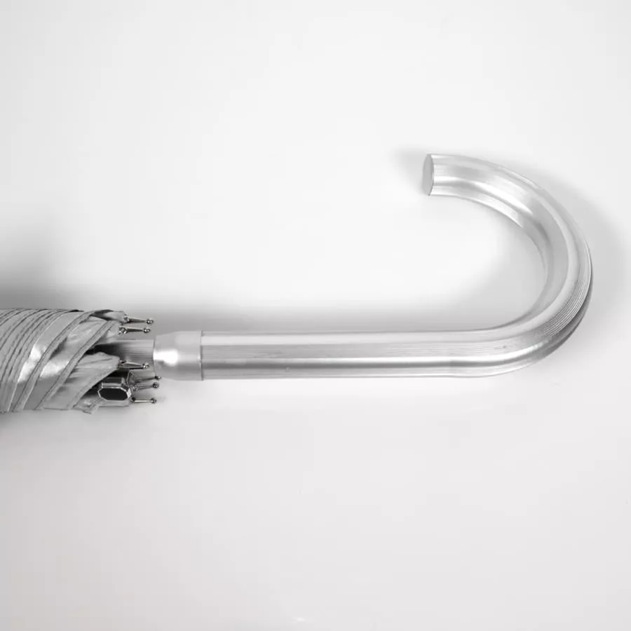 Зонт-трость с пластиковой ручкой  "под алюминий" "Silver", полуавтомат, серый, D=103 см,