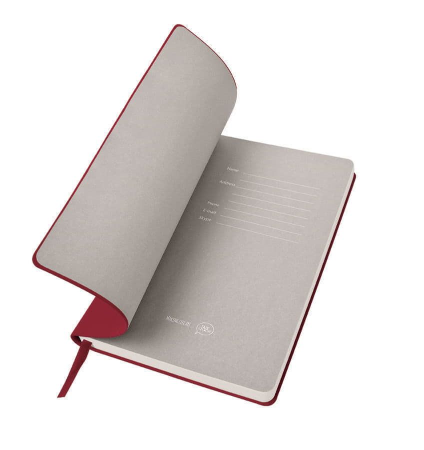 Бизнес-блокнот "Biggy", B5 формат, бордовый, серый форзац, мягкая обложка, в клетку