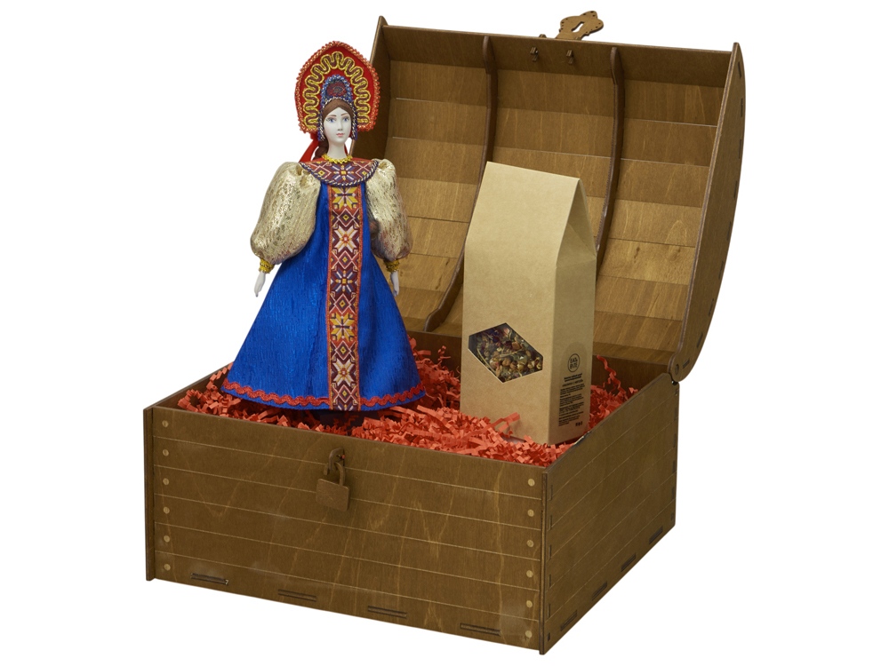 Подарочный набор: кукла фарфоровая, чай Малина с мятой