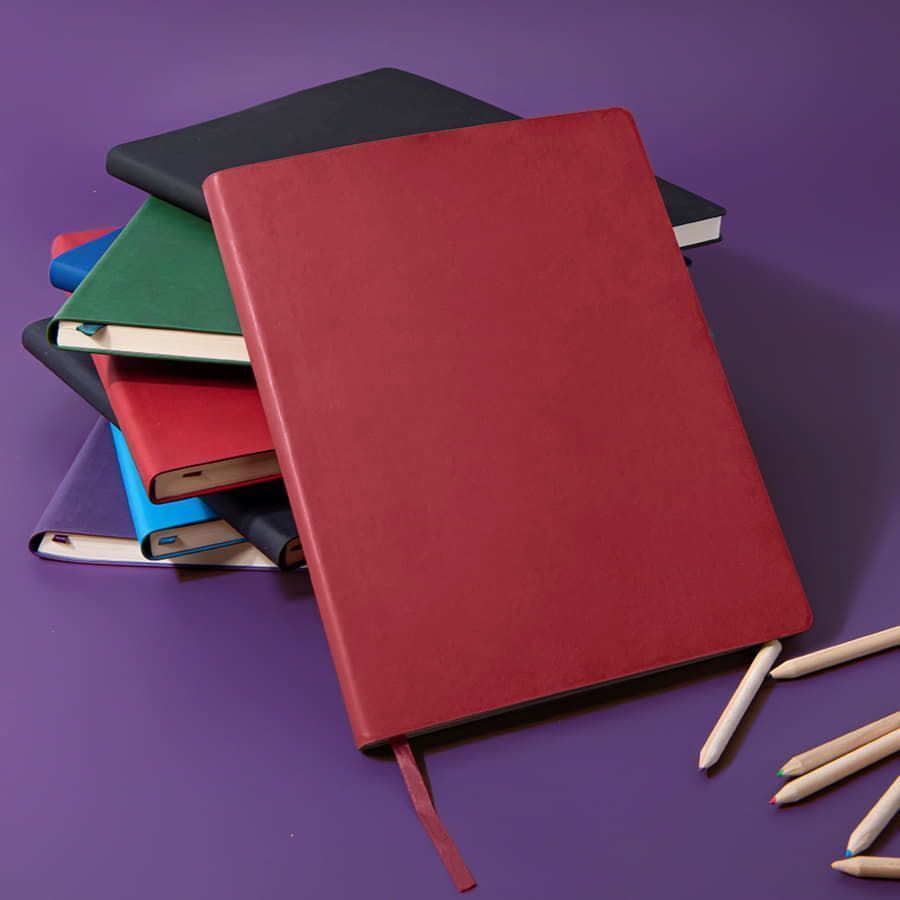 Бизнес-блокнот "Biggy", B5 формат, серый, серый форзац, мягкая обложка, в клетку