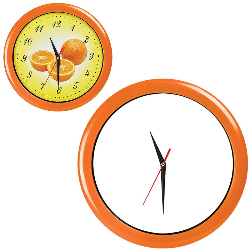 Часы настенные "ПРОМО" разборные , оранжевый,  D28,5 см, пластик
