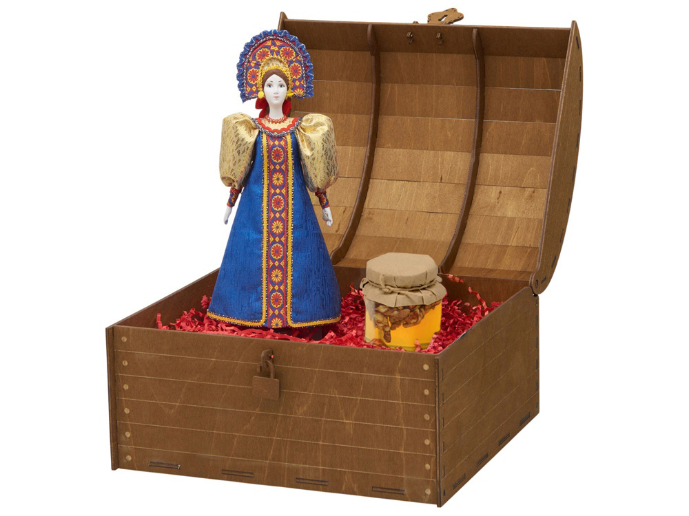 Подарочный набор: кукла фарфоровая, мёд с миксом из орехов