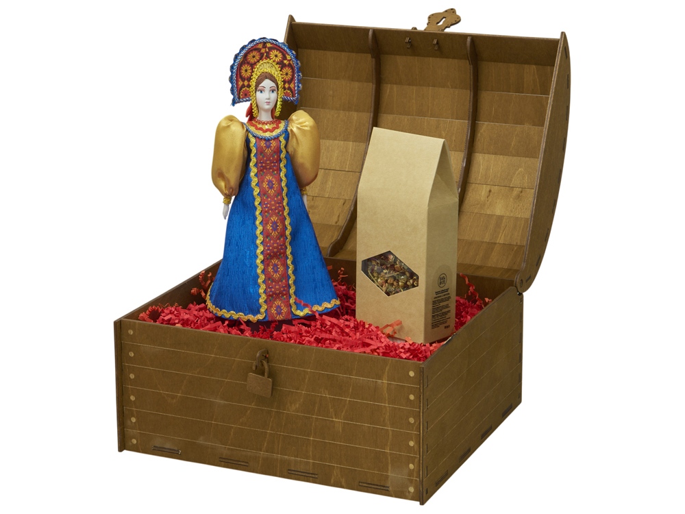 Подарочный набор: кукла фарфоровая, чай Малина с мятой