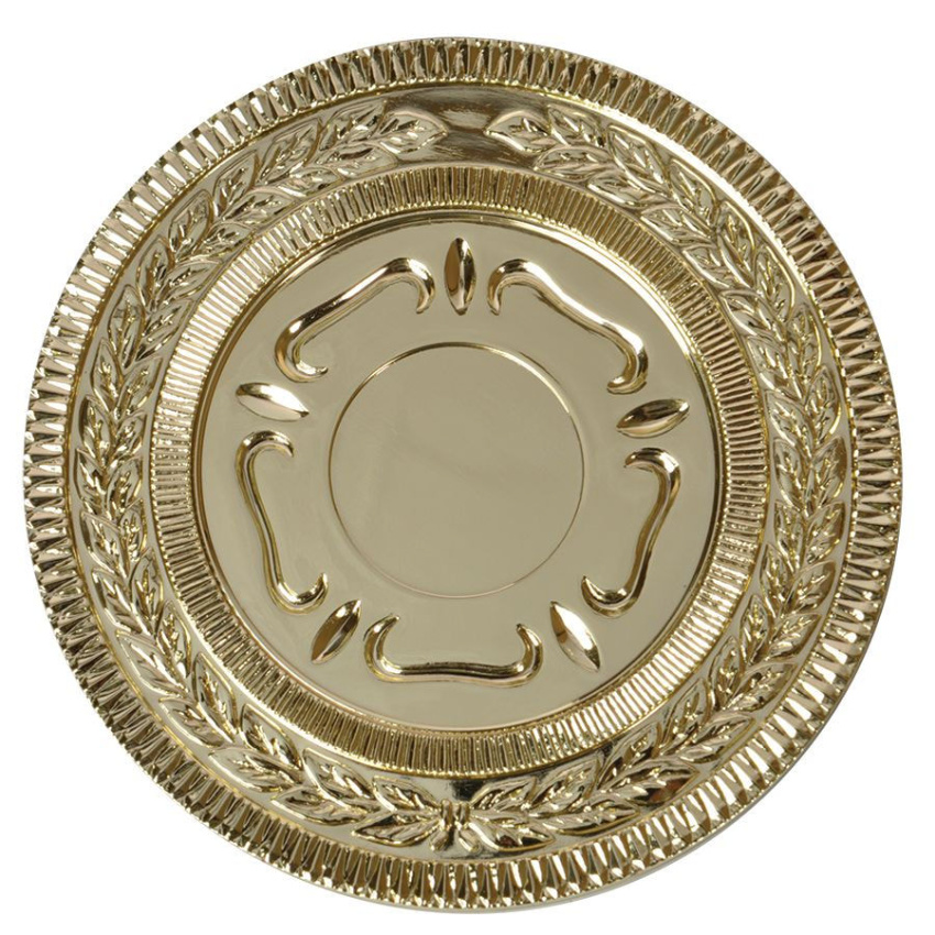 Медаль наградная  "Золото", золотистый, 12х12х2,2 см, D=8,7 см, металл, дерево, стекло, лазерная грав