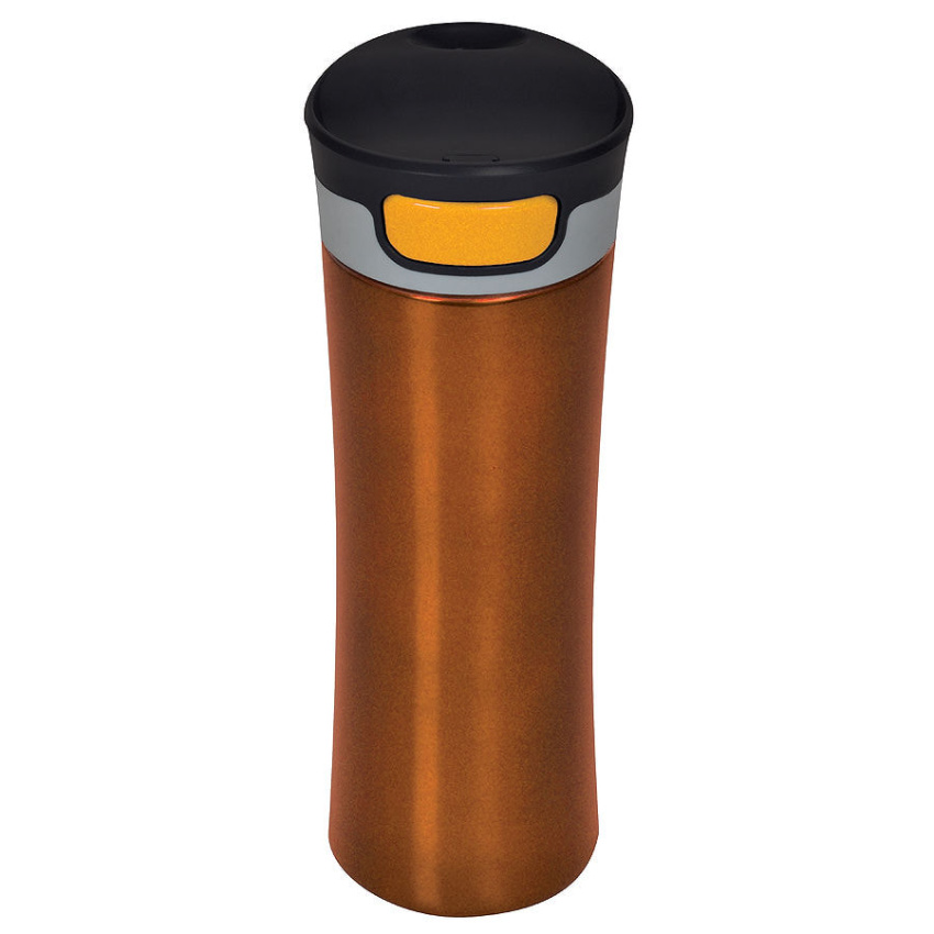 Термокружка дорожная  вакуумная DISCOVER, 450 мл,  оранжевый,  пластик, металл, лазерная гравировка