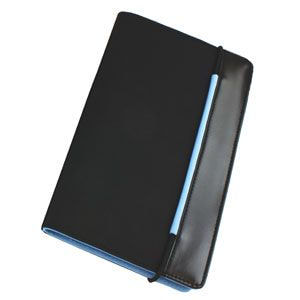 Визитница "New Style" на резинке  (60 визиток),  черный с голубым, 19,8х12х2 см, нейлон, 