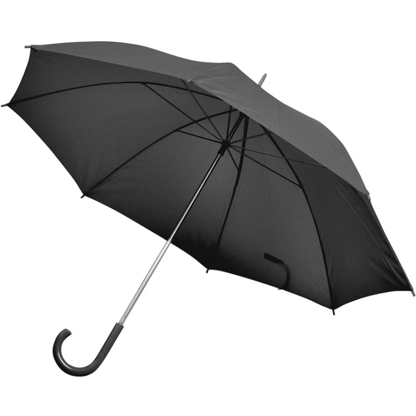 Зонт-трость с пластиковой ручкой, механический, черный, D=103 см, 100% полиэстер 190 T