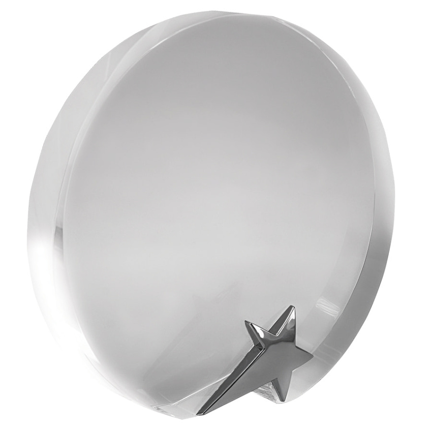 Стела наградная  "Круг", 12,7х3х12,3 см, стекло, металл