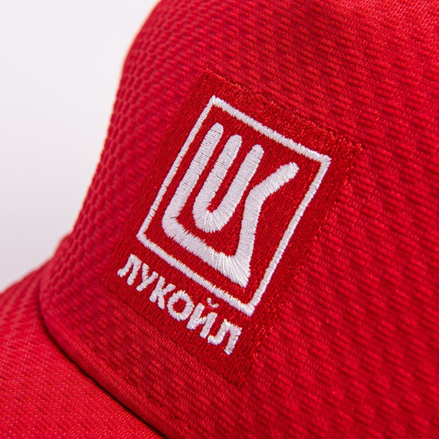 Бейсболка "GEAR", 5 клиньев,  застежка на липучке, красный, ткань1:100% х/б, ткань2:100%п/э, 260 г/м