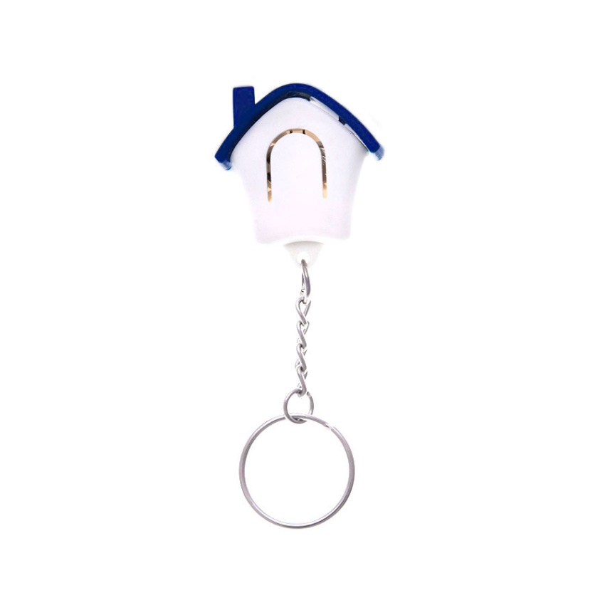 Брелок-фонарик  "Дом", белый с синим, 3,5х3,5х1см, пластик