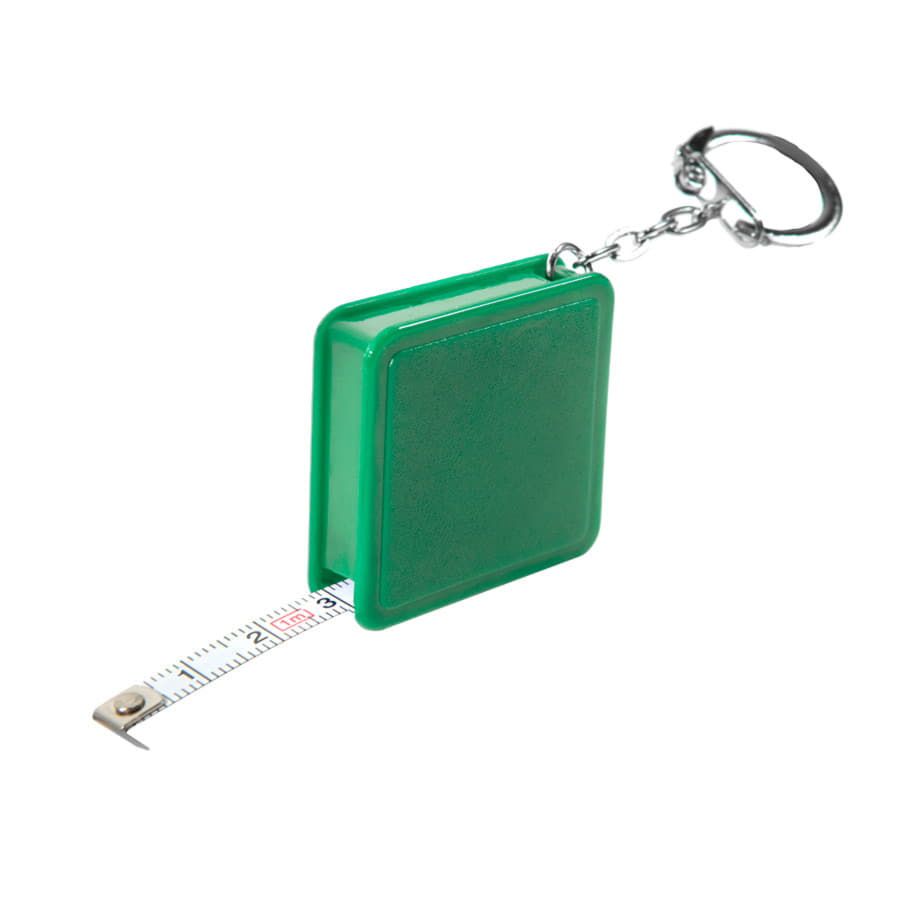 Брелок-рулетка (1 м), зеленый, 4х4х1 см, пластик