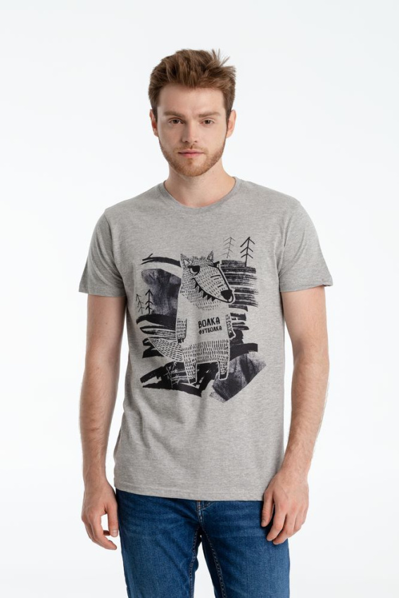 Футболка «Волка футболка», серый меланж, размер M