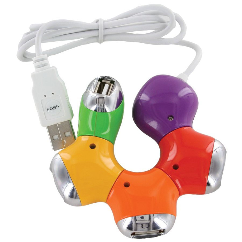 USB-разветвитель "Трансформер", D=8 см, H=1,9 см, пластик, тампопечать