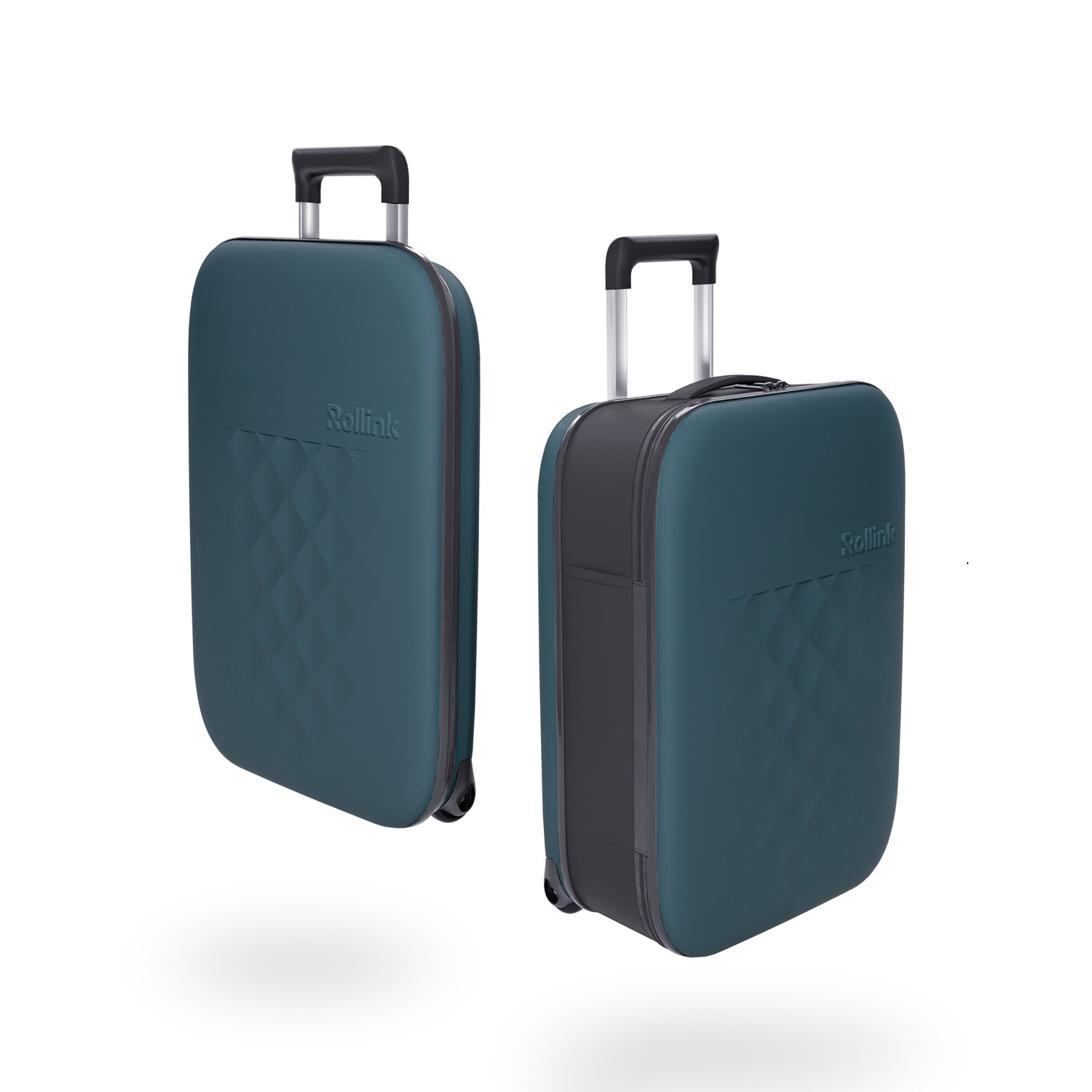 Чемодан складной Rollink Vega II 55x40x20 см, 2 колеса, сине-зеленый