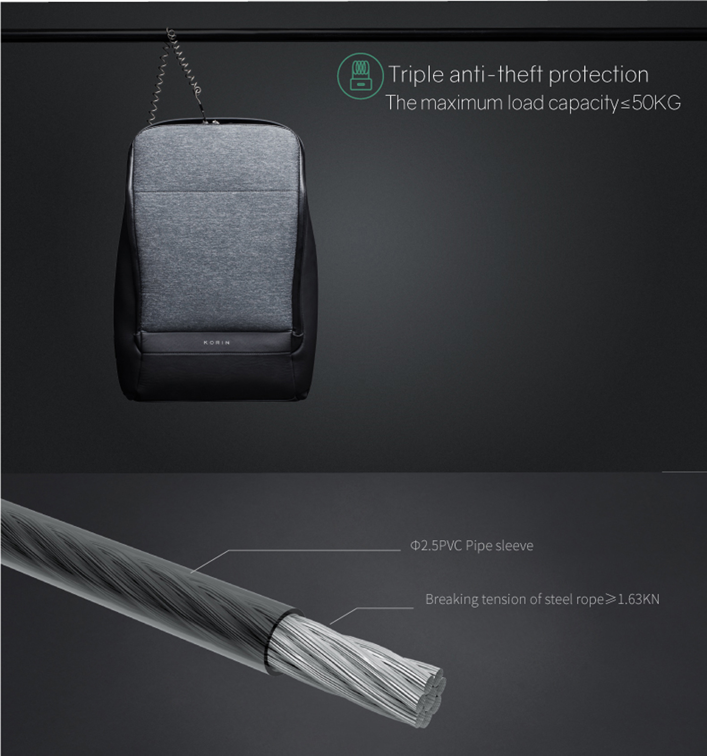 Рюкзак KORIN FlexPack Pro 47х34х18 см, темно-серый