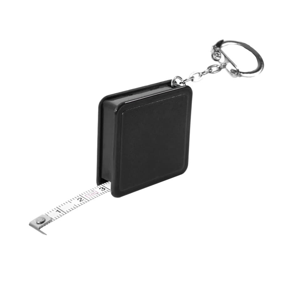 Брелок-рулетка (1 м), черный, 4х4х1 см, пластик