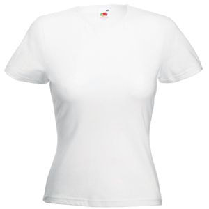 Футболка "Lady-Fit Crew Neck T", белый_XL, 95% х/б, 5% эластан, 200 г/м2